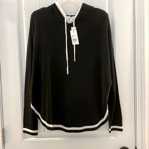 Crown & Ivy hooded sweater size medium black and white NWT